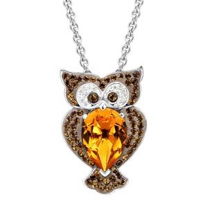 Swarovski crystal owl pendant in sterling silver